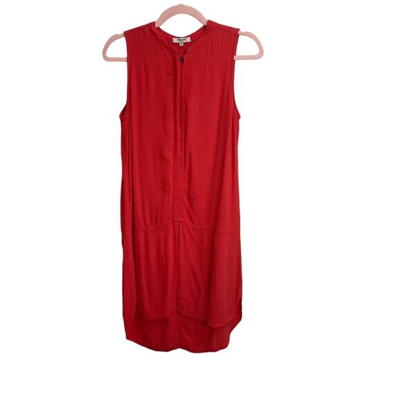 Madewell Red Sleeveless Button Down Tunic Dress - Picture 1 of 7